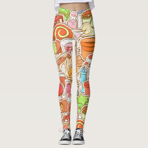 Legging Bebidas, marisco, salgadinhos, padrão sem costura