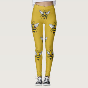 Legging Bee Haven: Padrão Amarelo Vintage