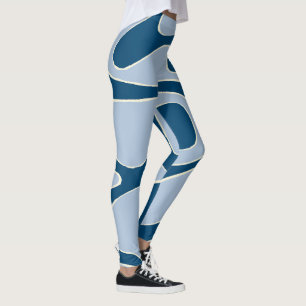 Legging Bei e Fluxo 2 em Azul Escuro, Azul Claro e Creme