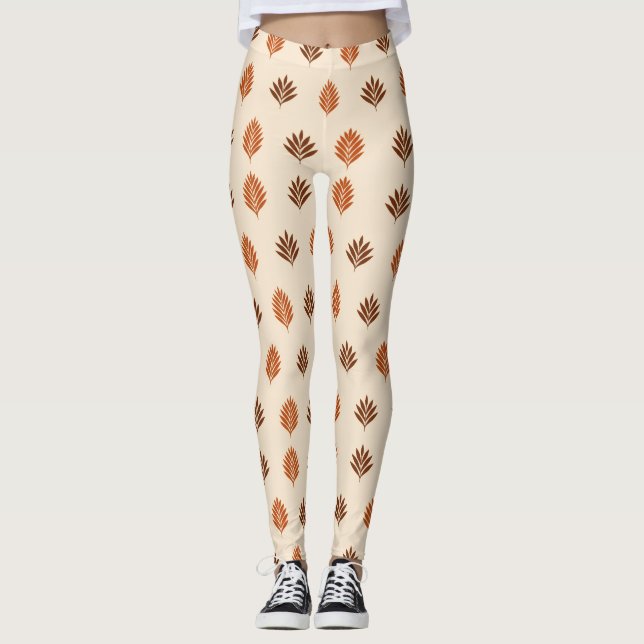Legging Beige and Brown Leaves  (Frente)