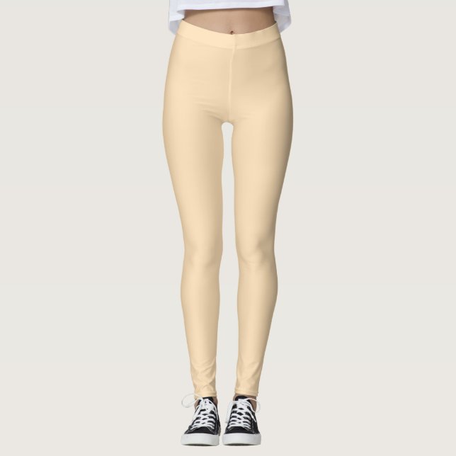 Legging Beige claro de baunilha sólido (Frente)