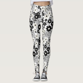 Legging Beige e Flores Negras