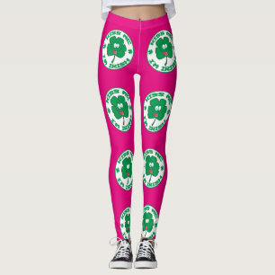 Legging Beije-me caneleiras do design do trevo do irlandê