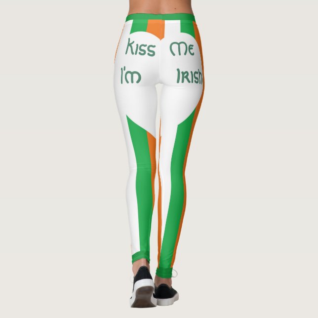 Legging Beije-me, sou Irlandês Stripes Brilhante Coração B (Verso)