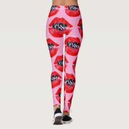 Legging Beijo de Arte Pop Lábios Repetir