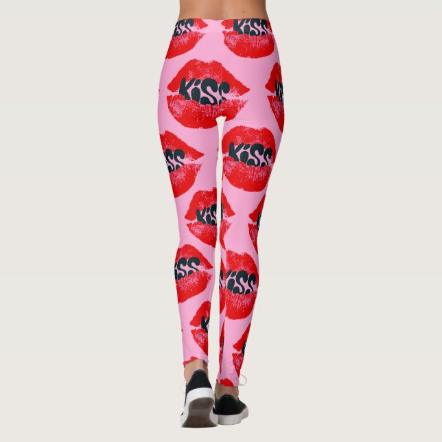 Legging Beijo de Arte Pop Lábios Repetir (Verso)