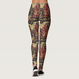 Legging Bela Arte Asiática Padrão de Pássaros