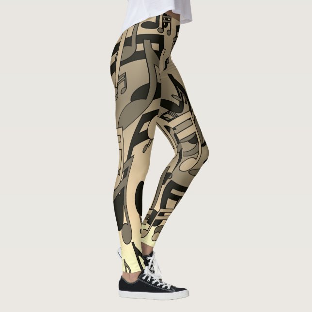 Legging Belas Notas Musicais Sepia Animadas (Direita)