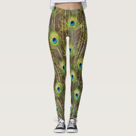 Legging Belas penas de ave de pavão