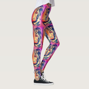 Legging beleza da sereia de cabelos negros