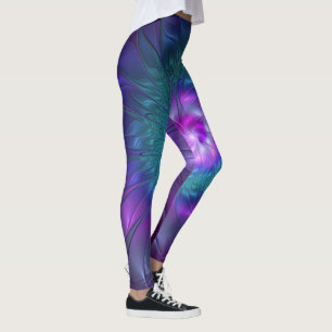 Legging Beleza Floral Abstrata Arte Fractal Colorida Flor