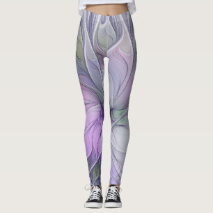 Legging Beleza Impressionante Flor de Arte Fractal Abstrat