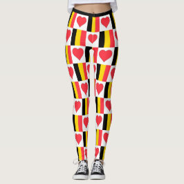 Legging Bélgica Flag Heart Pattern Cute Patriotic Belga
