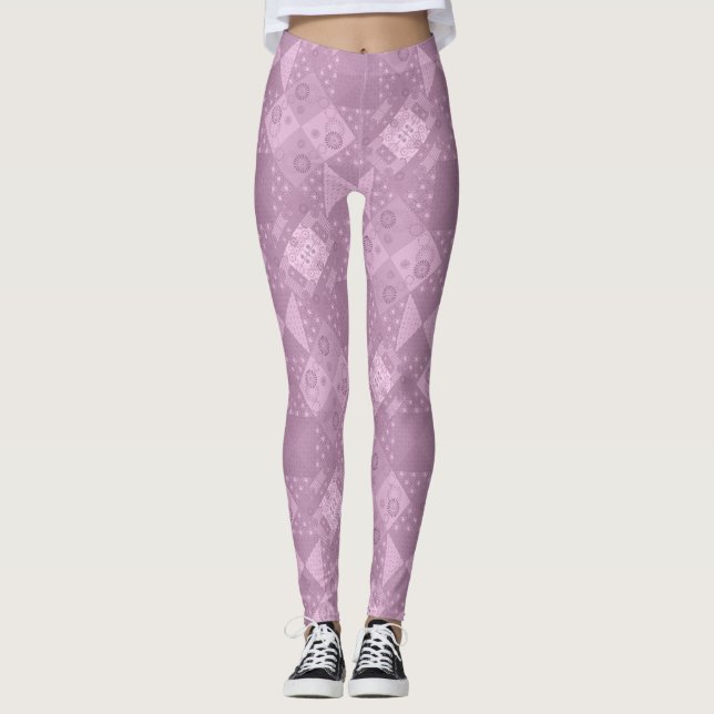 Legging belíssimo remendo lilás tradicional simples (Frente)