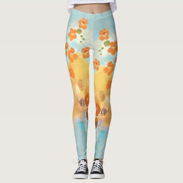 Legging Belo Campo de Papagaios Laranja da Califórnia (Frente)