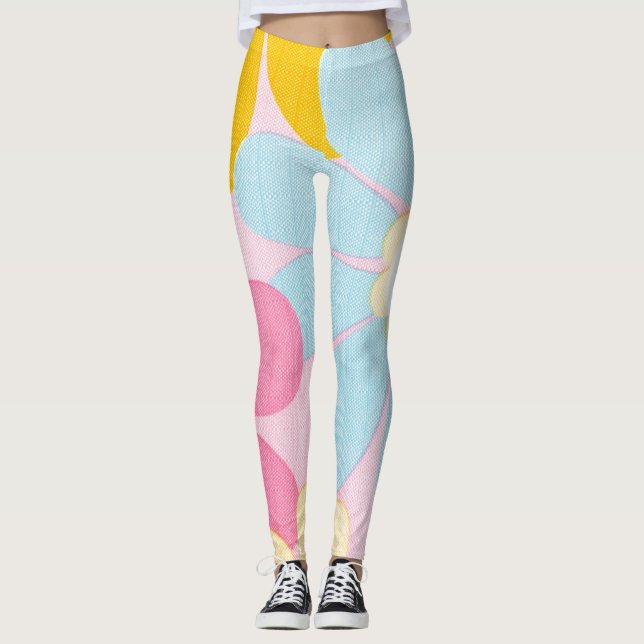 Legging Belo design de flor legal (Frente)