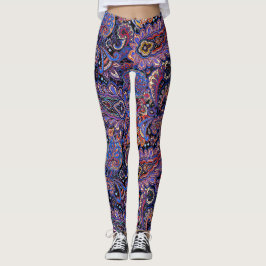 Legging Belo Design de Paisley Lavanda Roxo Resfriado