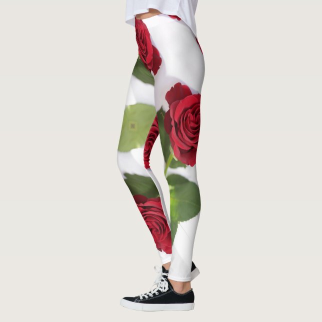 Legging Belo Flor de Rosa vermelha Profunda (Esquerda)