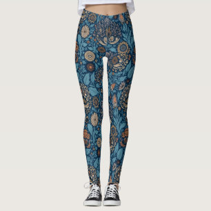 Legging Belo Floral em Azul e bege