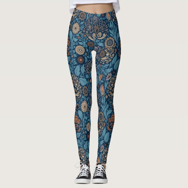Legging Belo Floral em Azul e bege (Frente)