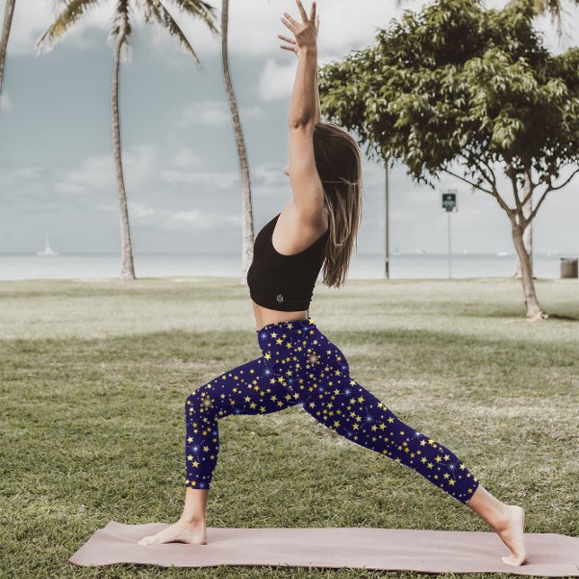 Legging Belo Marinho Azul Padrão Celestial Divertido Adorá (Criador carregado)