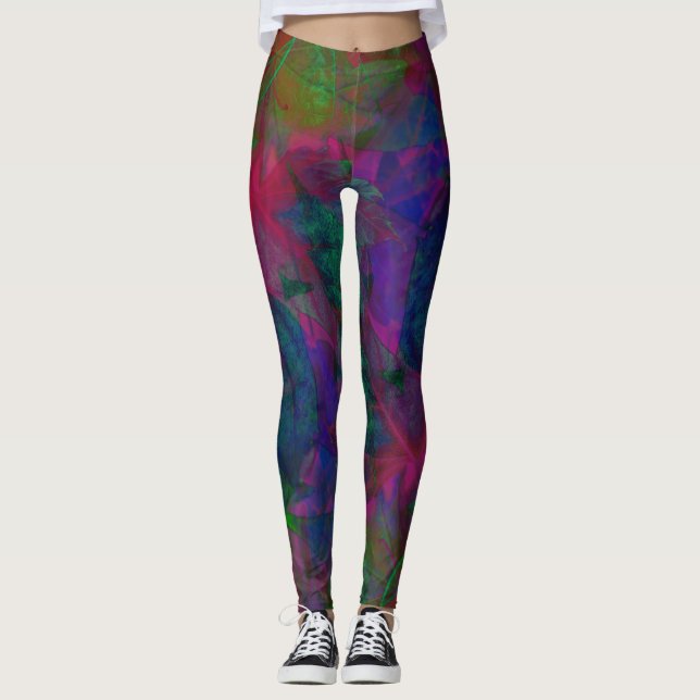Legging Belo moderno com uma perna fluorescente de movimen (Frente)