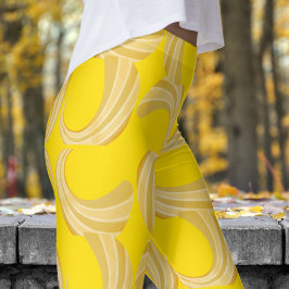Legging Belo Ouro - Padrão de Curvas Amarelas e Douradas