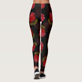 Legging Belo padrão de bordados de rosas translúcidos