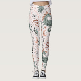Legging Belo padrão em lua rosa e verde