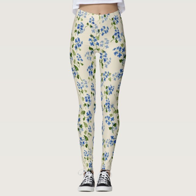 Legging Belo padrão floral sem descontinuidades esqueça-me (Frente)