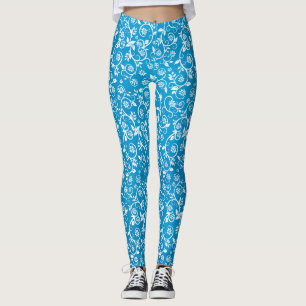 Legging Belo Padrão Geométrico Azul