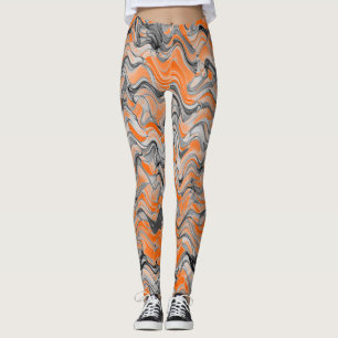 Legging Belo Padrão Laranja Brilhante ondulado ondulado on