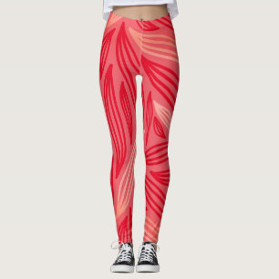 Legging Belo Padrão Laranja Laranja Vermelho Folheto