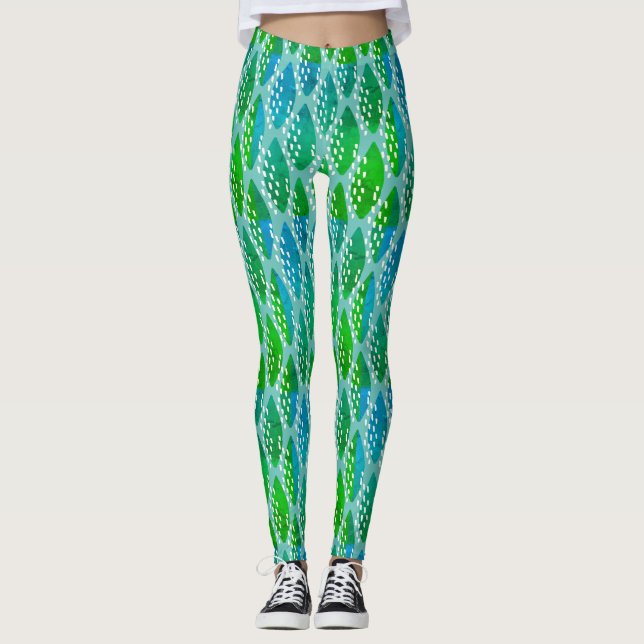 Legging Belo Padrão Verde E Azul (Frente)