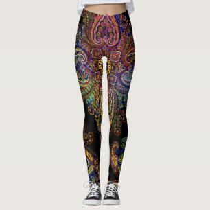Legging Belo Paisley Multicolorido em Preto