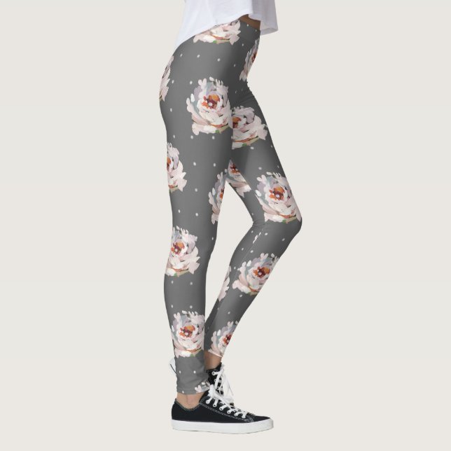 Legging Belo Pastel Floral com pontos em Cinzas (Direita)