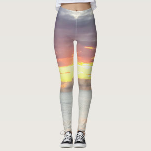 Legging Belo Sol amarelo-alaranjado oceano céu