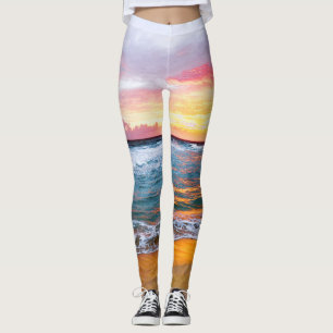 Legging Belo Sol amarelo-alaranjado oceano céu