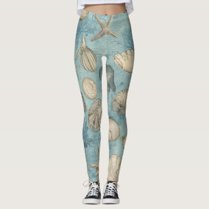 Legging Belos Conchas Vintage em Azul
