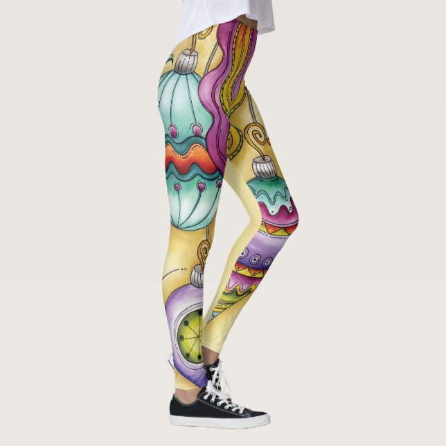 Legging Belos enfeites de Natal coloridos de vidro (Direita)