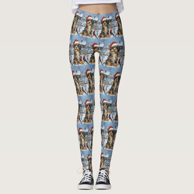 Legging Bernedoodle Cachorro Natal País das Maravilhas de  (Frente)