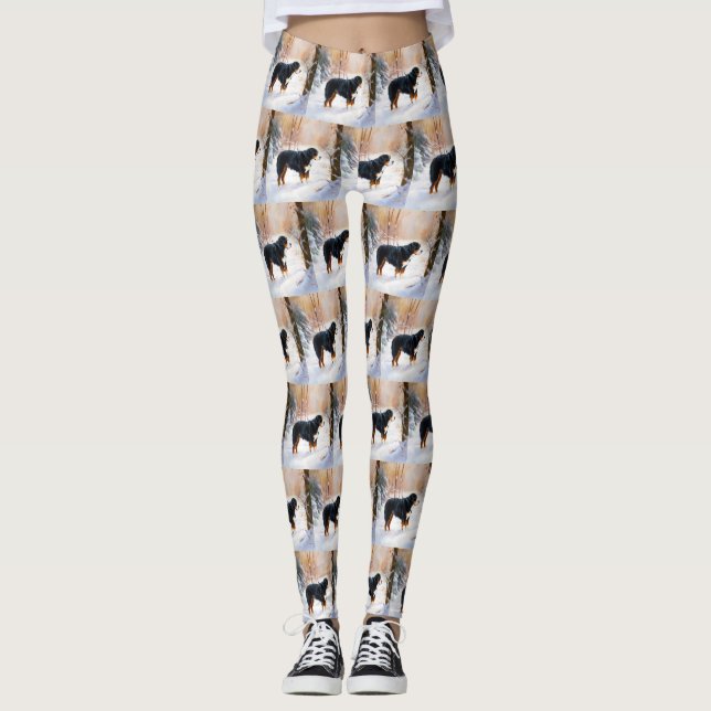 Legging Bernese Mountain Deixe-o nevar no Natal (Frente)