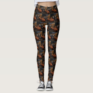 Legging Bernese Mountain Puppy Autumn Delight Pumpkin