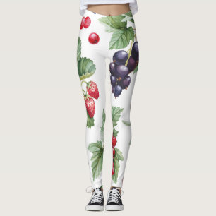 Legging Berries de Aquarelas Ilustração Padrão Invisível