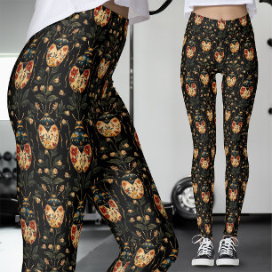 Legging Bescouro Gótico Floral Ouro Preto