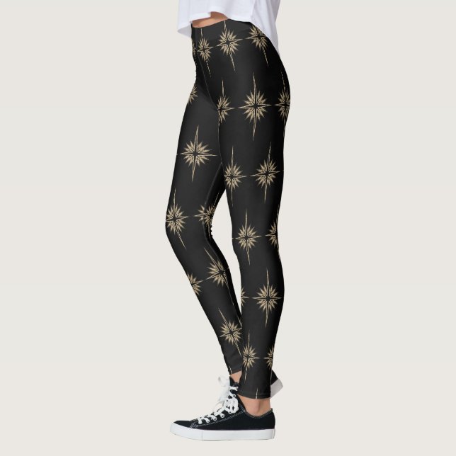 Legging BETHLEHEM ESTRELA Padrão de Natal Negro (Esquerda)