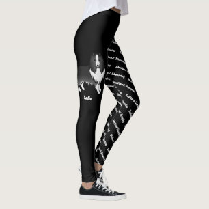 Legging Bi-Black Cartoon Sheltie & Dog's Name and Breed