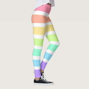 Legging Bibblegum arco-íris e listras brancas