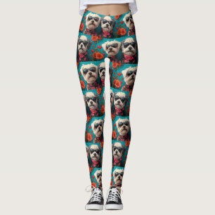 Legging Bichon Frise Com Rosas Do Coração Dia Dos Namorado