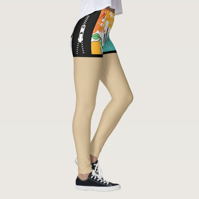 Legging Bichos falsos de arte exclusiva Fashion Zipper Chi (Direita)